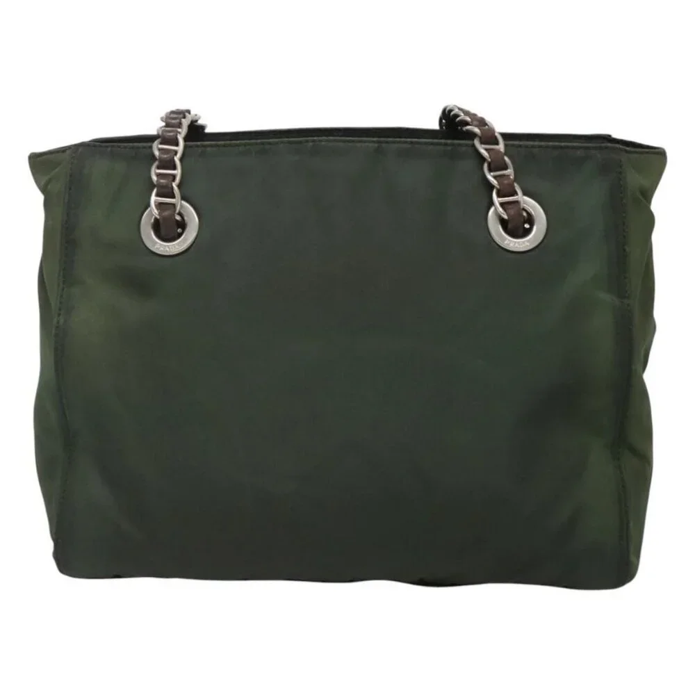 PRADA Chain Shoulder Bag Nylon Green Auth BD1448 - Picture 3 of 16